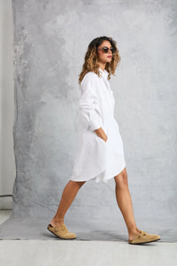phoebe mini shirt dress in white