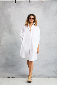 phoebe mini shirt dress in white