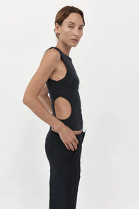 organic cotton cut out tank in black