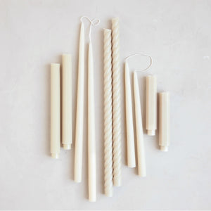 18" dipped taper candles in parchment