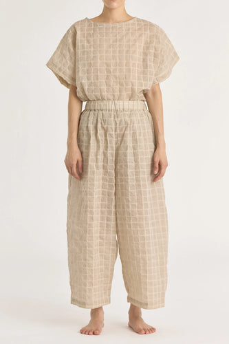 ripple finish wide pants in beige