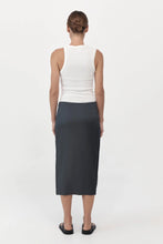 Load image into Gallery viewer, soft silk midi skirt in washed black