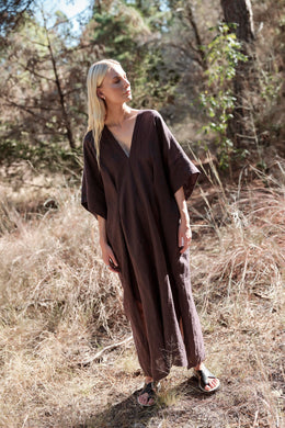 throw on dress in raisin
