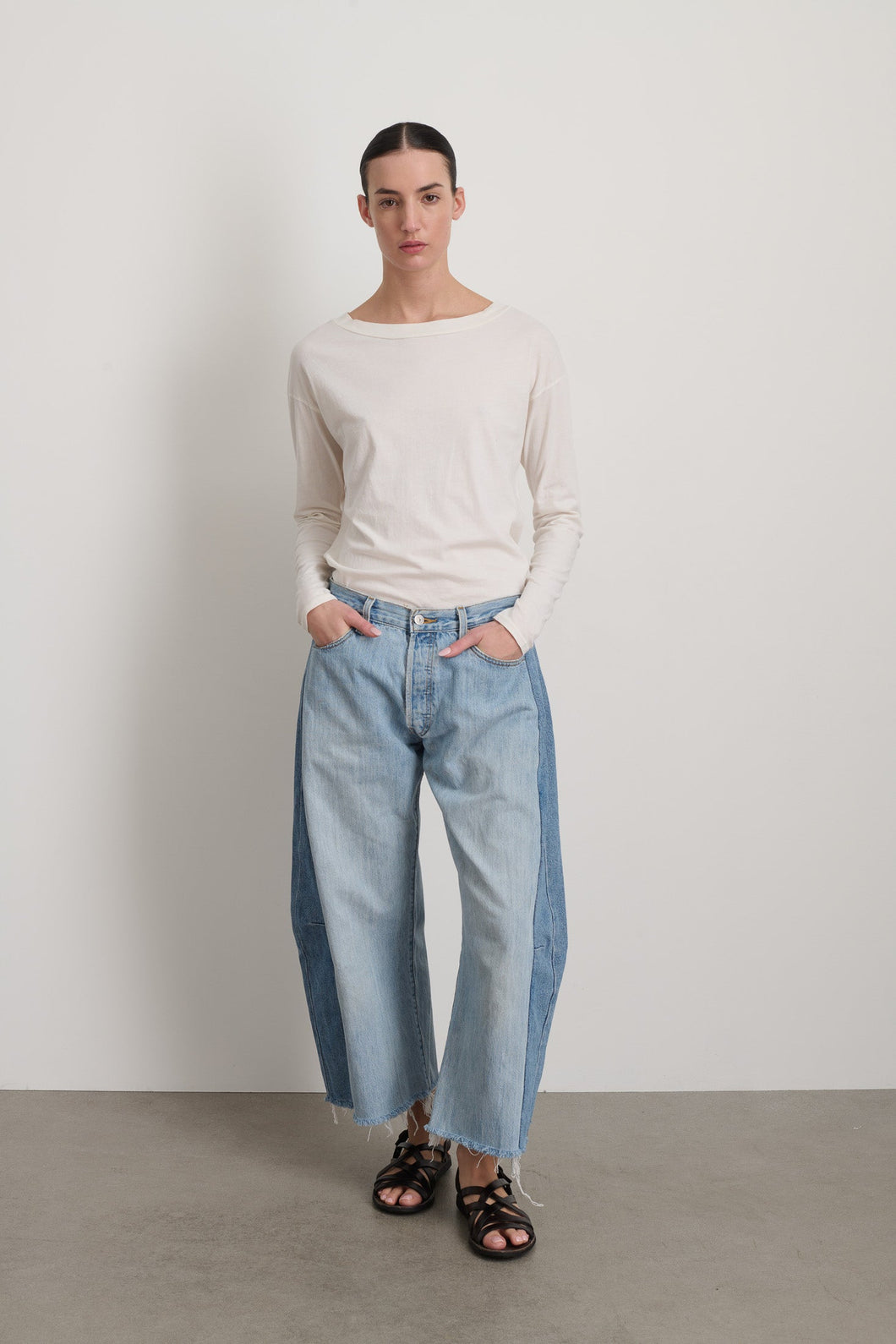 vintage lasso jean slouch crop classic faded indigo