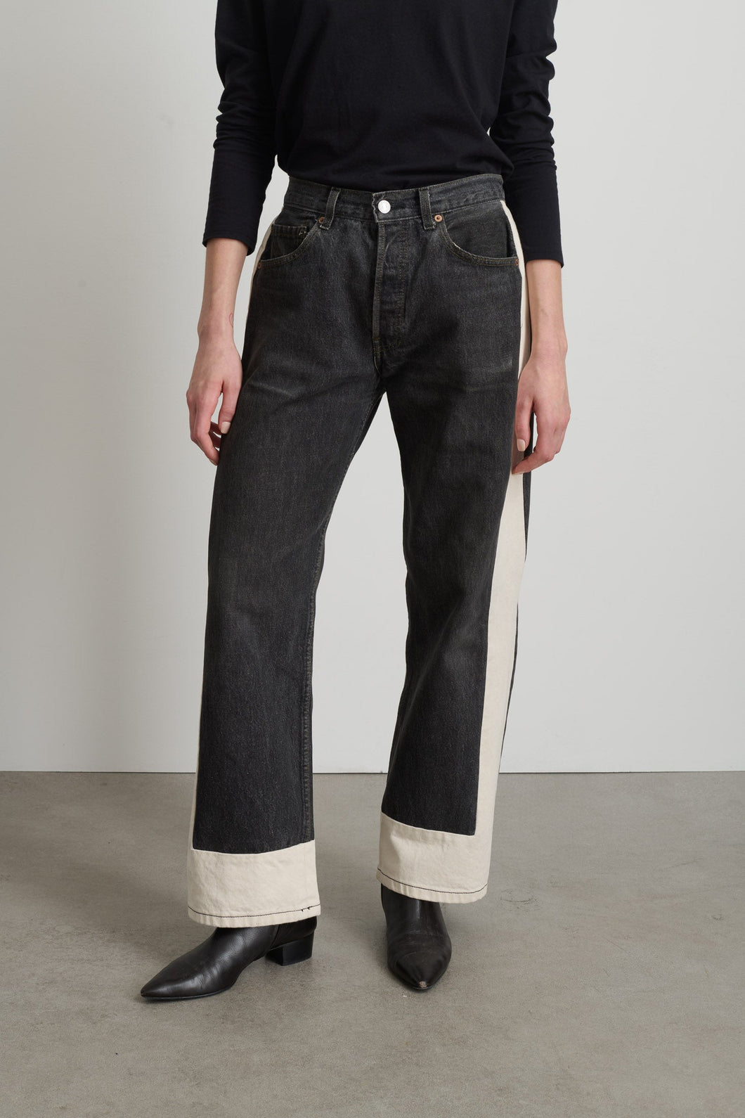 reworked slouch jean in vintage black/natural