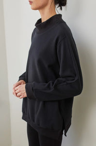 rib neck sweatshirt in black
