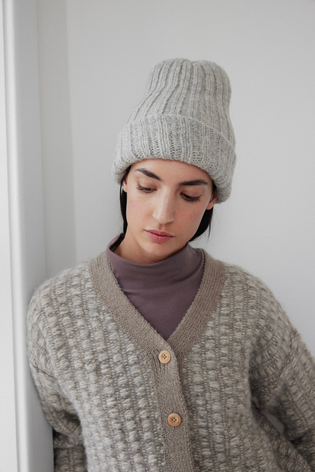 rib hat in heather