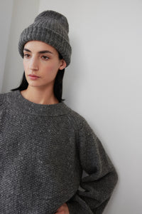 skinny rib hat in charcoal