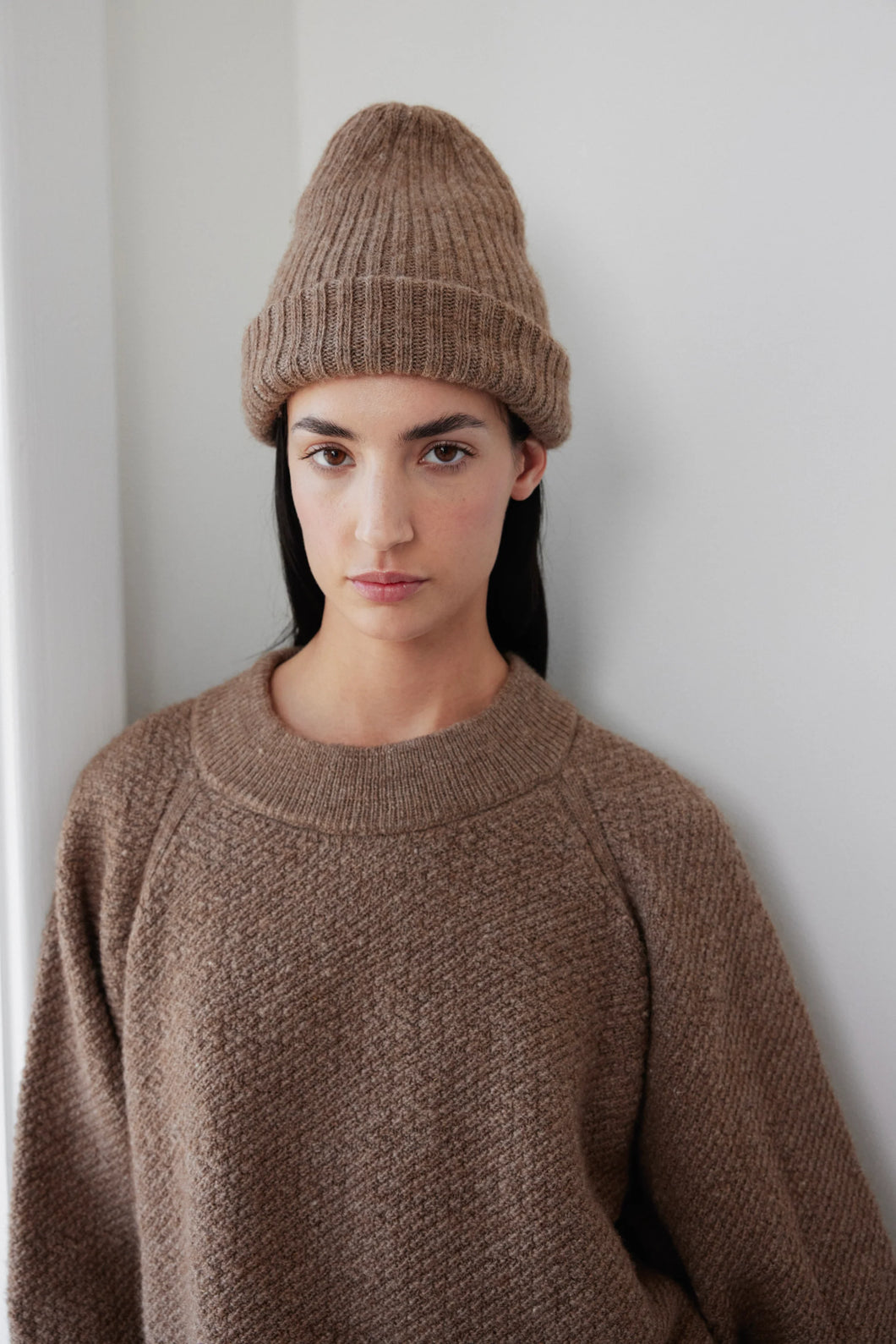 skinny rib hat in earth