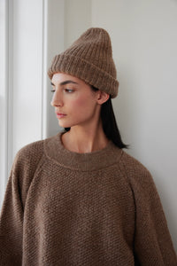 skinny rib hat in earth