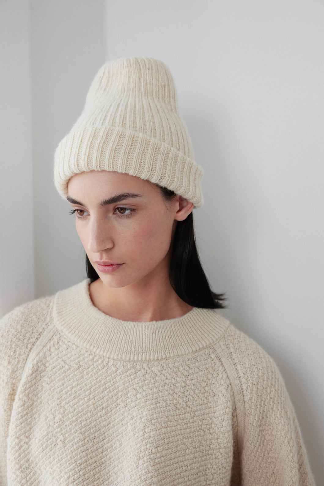 skinny rib hat in natural