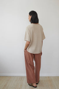 boucle tee in almond