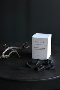 black pepper & cedarwood incense cones