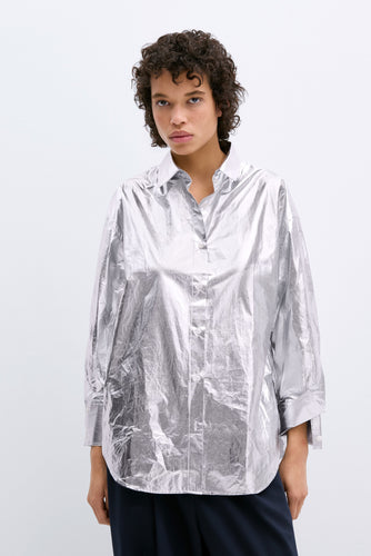 cotton and silk shirt in silver