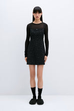 Load image into Gallery viewer, embellished mini dress in black