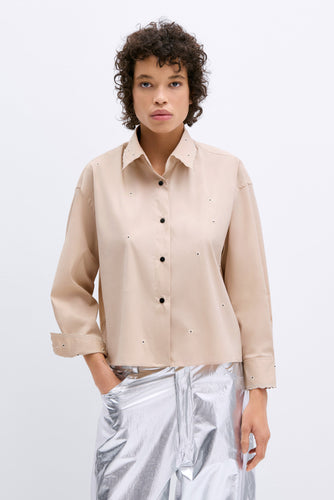 embroidery shirt in beige