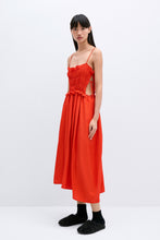 Load image into Gallery viewer, viscose gather dress in coral