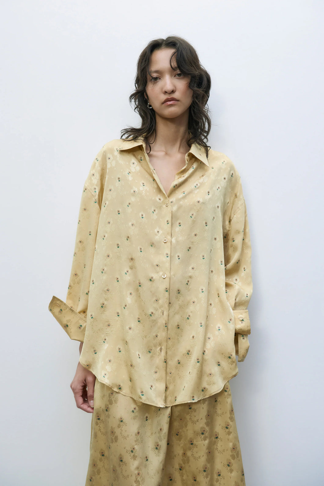 silk floral shirt in jojoba
