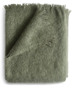 mohair throw in moss
