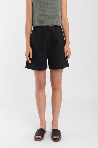 field short in faded black