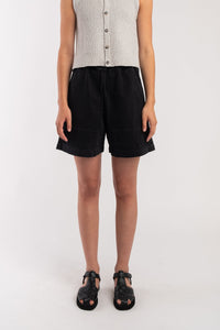 field short in faded black