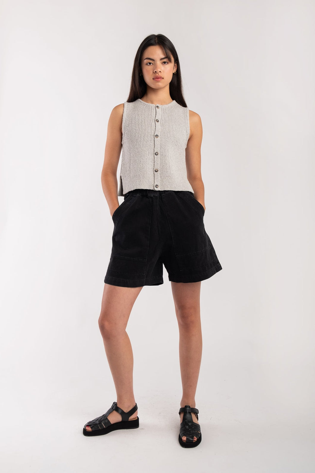 field short in faded black