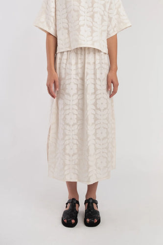 floral jacquard skirt in cream