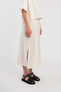 floral jacquard skirt in cream