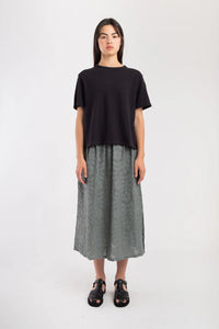 floral jacquard skirt in mineral green
