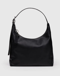 recycled leather shoulder bag in black