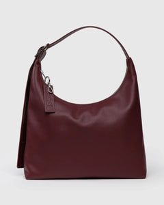recycled leather shoulder bag in mahogany