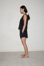 Load image into Gallery viewer, open linen short set in black