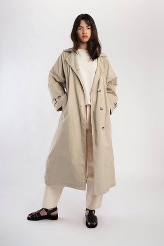 the seamed trench in taupe