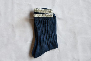 silk cotton sock in deep blue