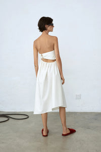 strapless dress in white